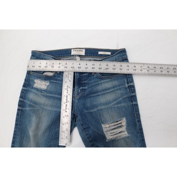 Frame Denim Jeans Womens 25 Le Garcon Skinny Low Rise Distressed Blue Jay Way - Picture 4 of 10